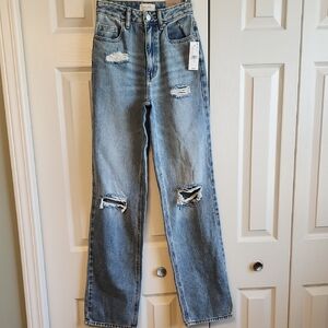 PacSun 90's Boyfriend High Rise Relaxed Leg Light Blue Denim Jeans Size 23
